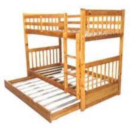 B012 Oak : Giường 3 Tầng Leo Thang - 1m / 1m